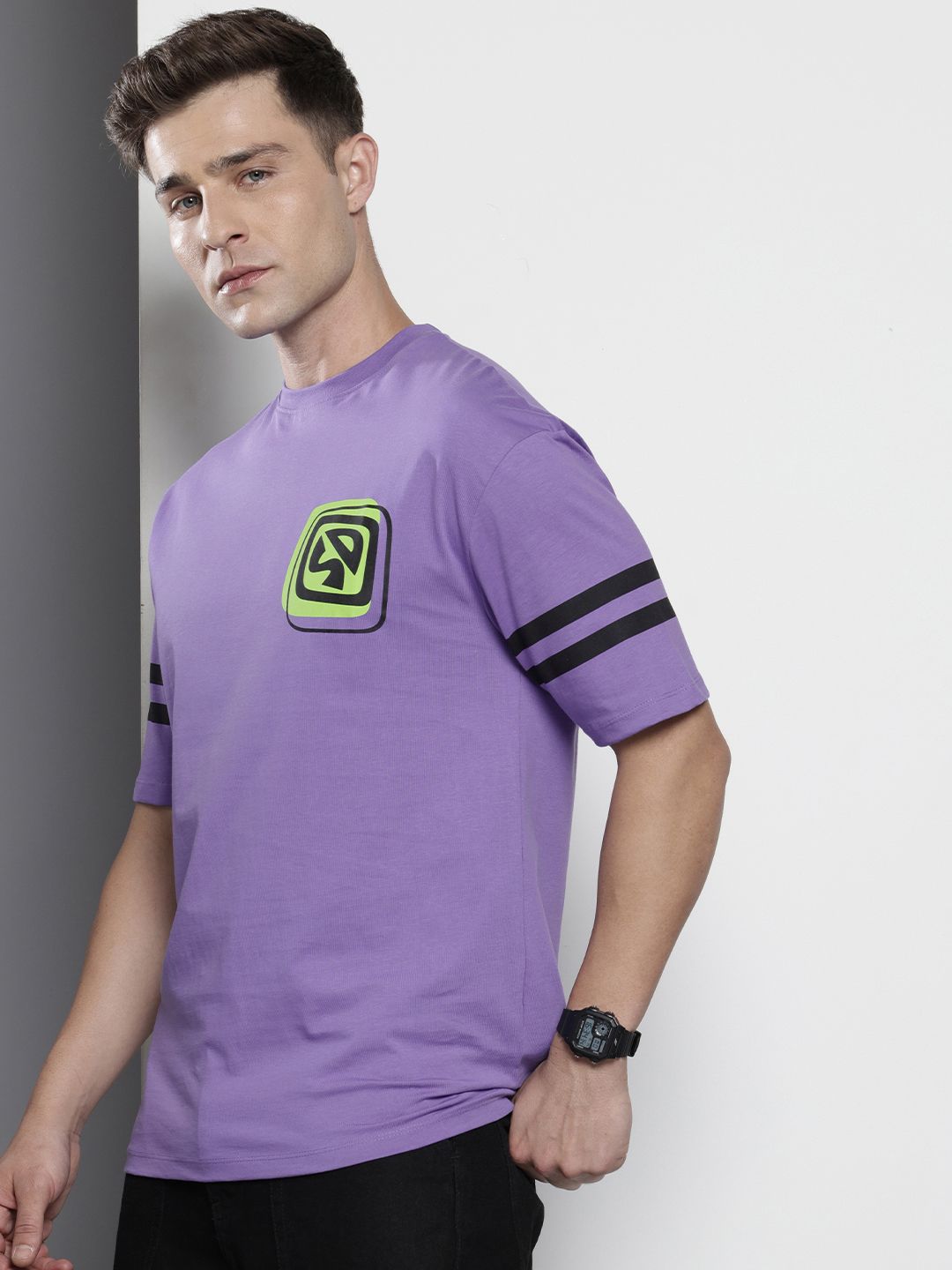 The Indian Garage Co Pure Cotton Scooby-Doo Printed Drop-Shoulder Sleeves Boxy T-shirt