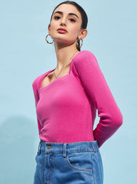 STREET 9 Square Neck Fitted Cotton Top