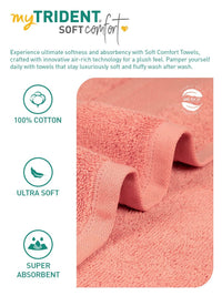 MYTRIDENT Soft Comfort Coral 3 Pieces Pure Cotton 500 GSM Towel Set