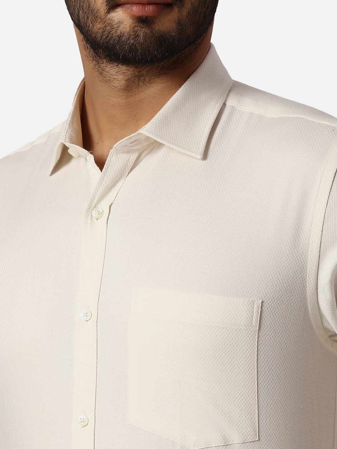 Park Avenue Self Design Spread Collar Slim Fit Cotton Formal Shirt