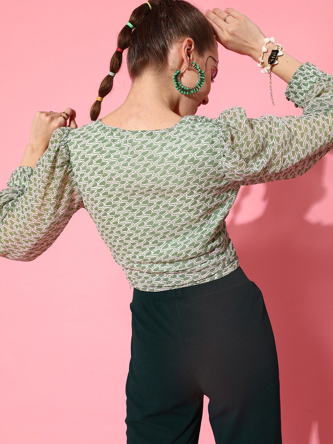 STREET 9 Gorgeous Green Self-Design Top