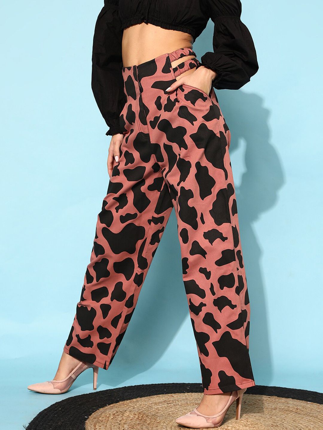 STREET 9 Women Pink Animal Printed Trousers