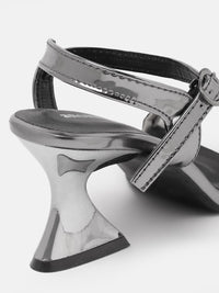 Anouk Striped Kitten Heeled Sandals