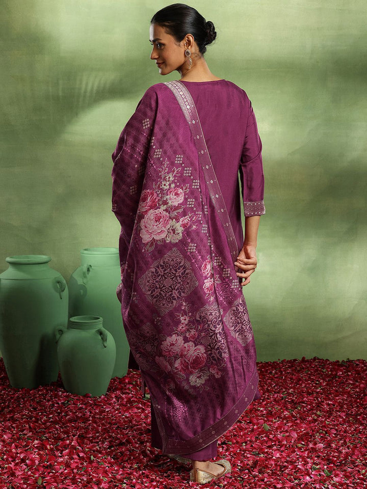 Libas Bandhani Printed Sequinned Kurta with Trousers & Dupatta