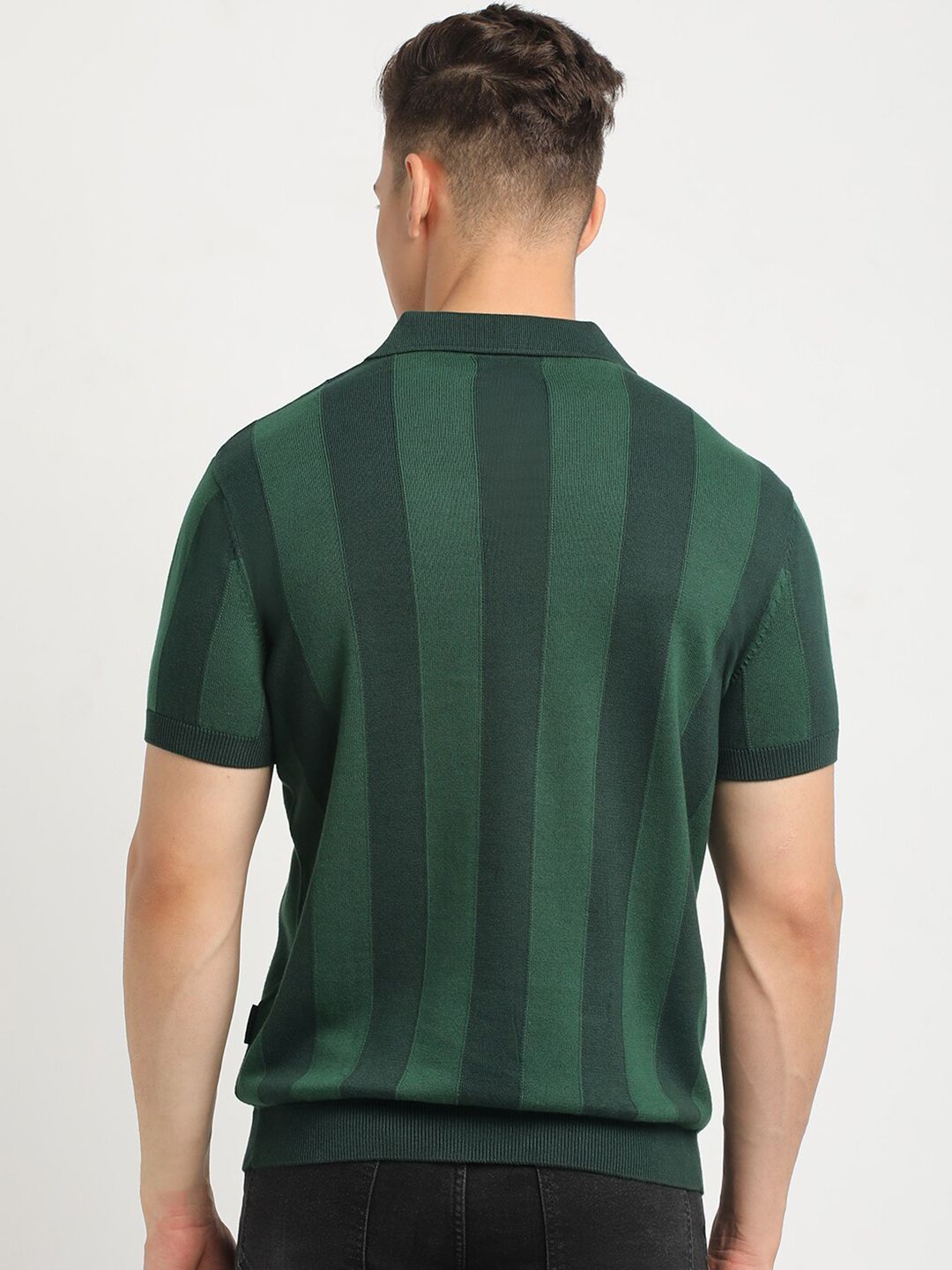 THE BEAR HOUSE Striped Polo Collar Cotton T-shirt
