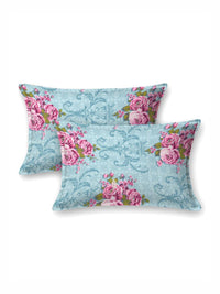 BOMBAY DYEING Dream Lover Teal Floral Printed Cotton 104TC Queen Bedsheet Set 2.54 x 2.24m