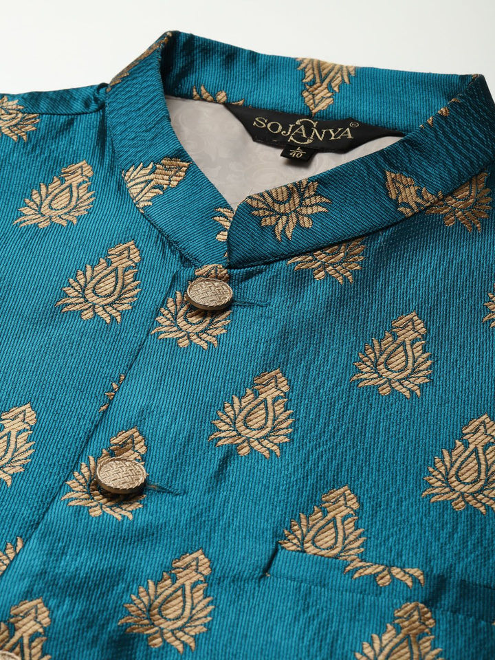 SOJANYA Kurta Motif Etnik Berwarna Emas Lelaki dengan Churidar