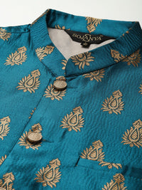 SOJANYA Kurta Motif Etnik Berwarna Emas Lelaki dengan Churidar