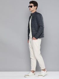 The Indian Garage Co Men Zip-Front Puffer Jacket with Zipper Pockets