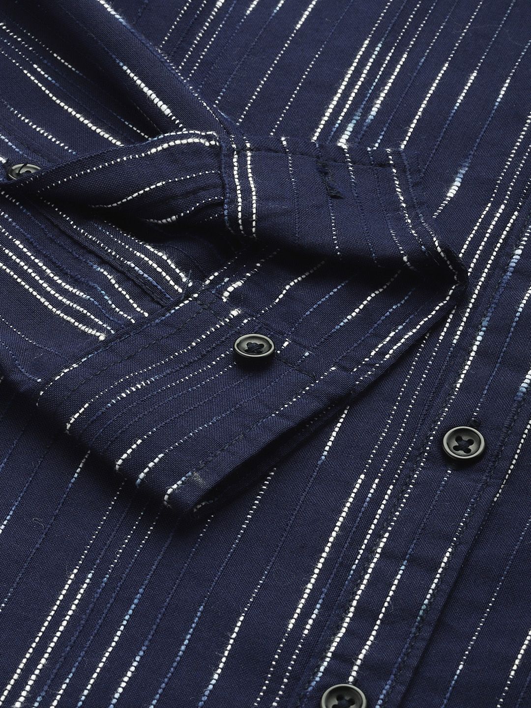 The Indian Garage Co Textured Striped Slim Fit Casual Shirt
