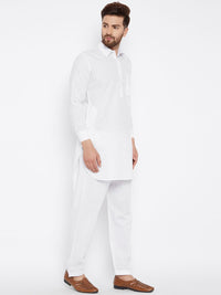 SOJANYA Men White Solid Straight Kurta
