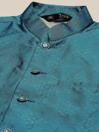 SOJANYA Mandarin Collar Silk Blend Regular Kurta With Churidar & Nehru jacket