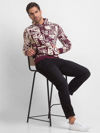 Being Human Men Violet Printed Hooded Sweatshirt