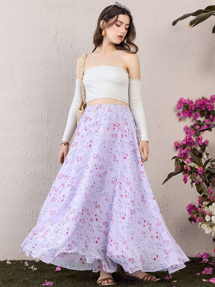 Berrylush Women Printed Flared Maxi Skirts