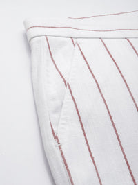 Mr Bowerbird Men Cotton Flax Liberal Fit Striped Trousers