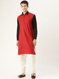 SOJANYA Lelaki Merah Solid Kurta Lurus