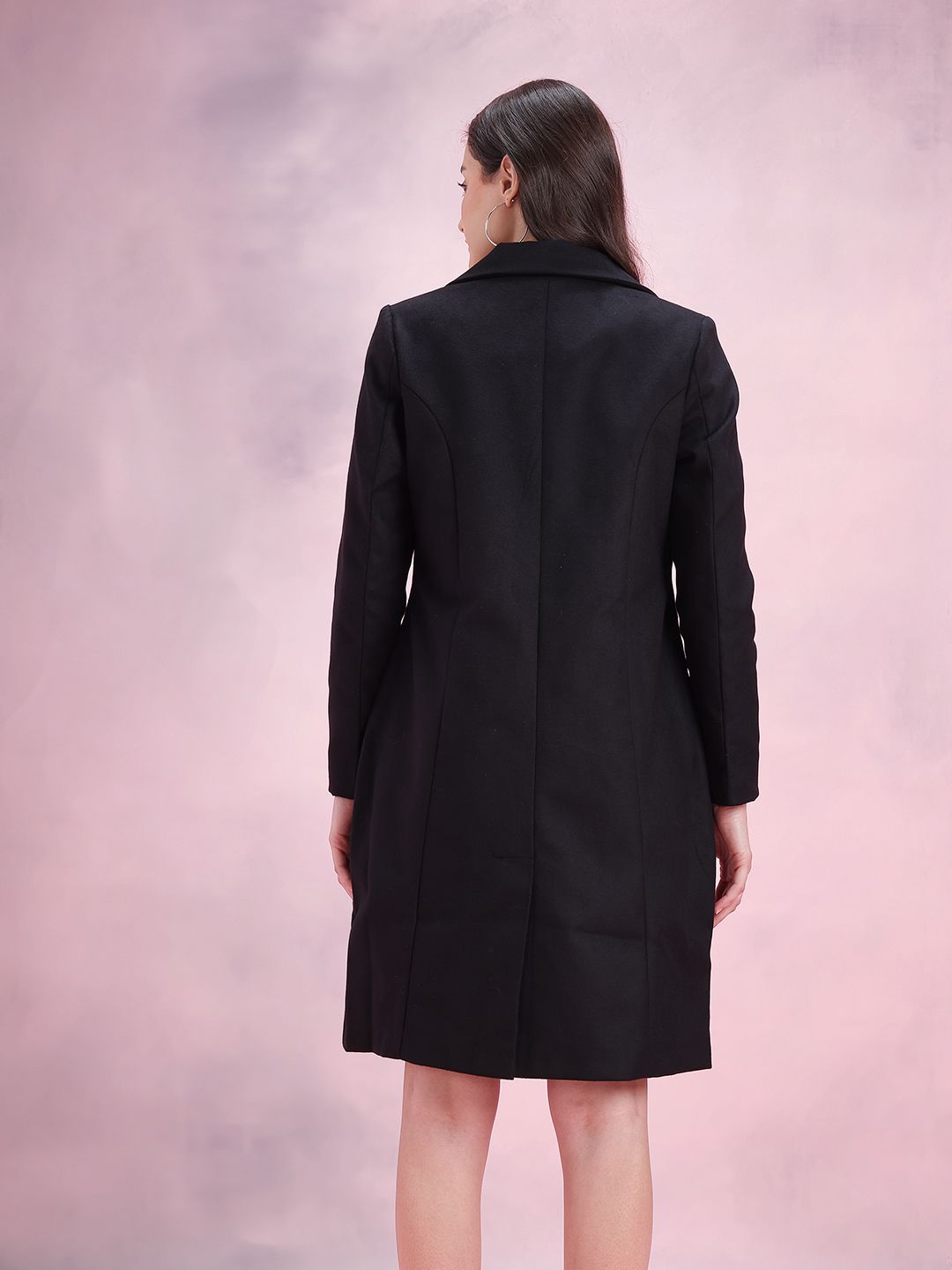 DressBerry Notched Lapel Collar Double-Breasted Regular Fit Overcoat