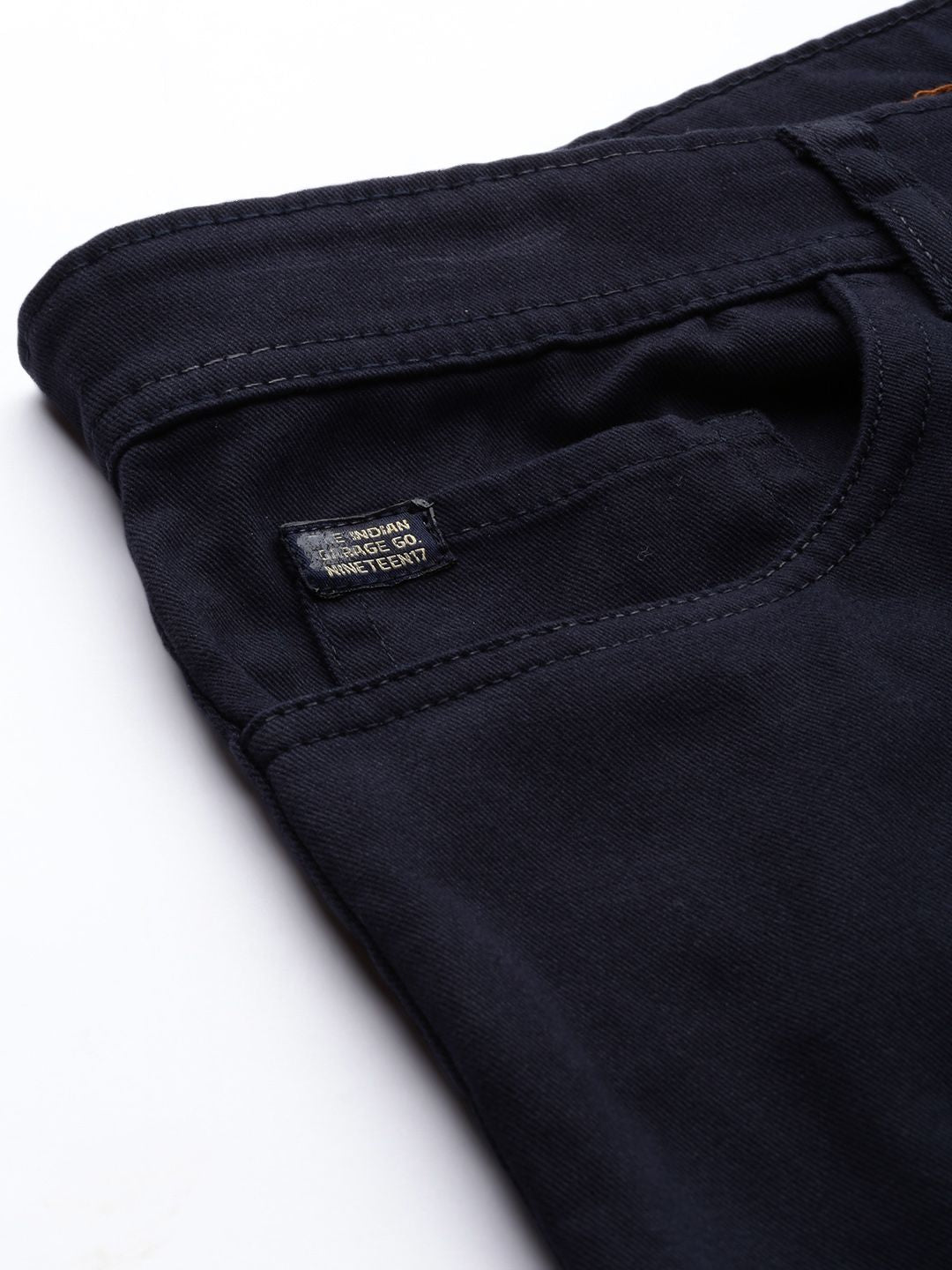 The Indian Garage Co Men Navy Blue Slim Fit Solid Chinos