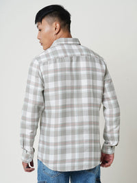 VASTRADO Men Classic Spread Collar Checked Cotton Slim Fit Casual Shirt