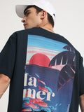 THE BEAR HOUSE Graphic Printed Round Neck Oversized Cotton T-shirt