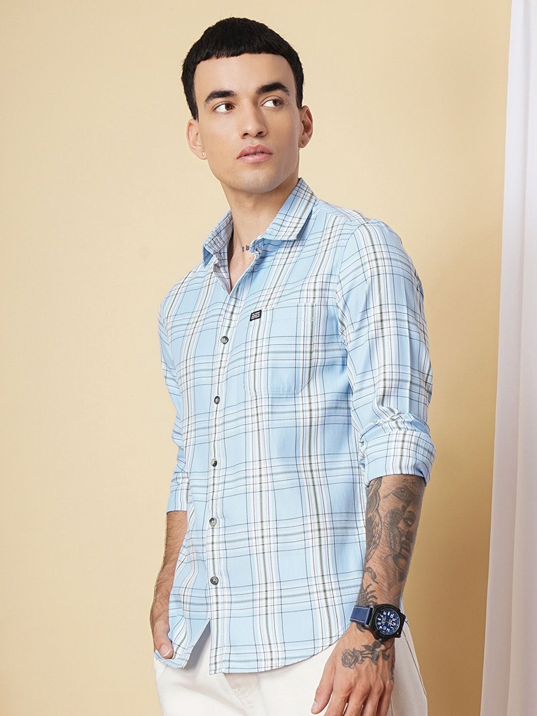 The Indian Garage Co Checked Casual  Cotton Shirt
