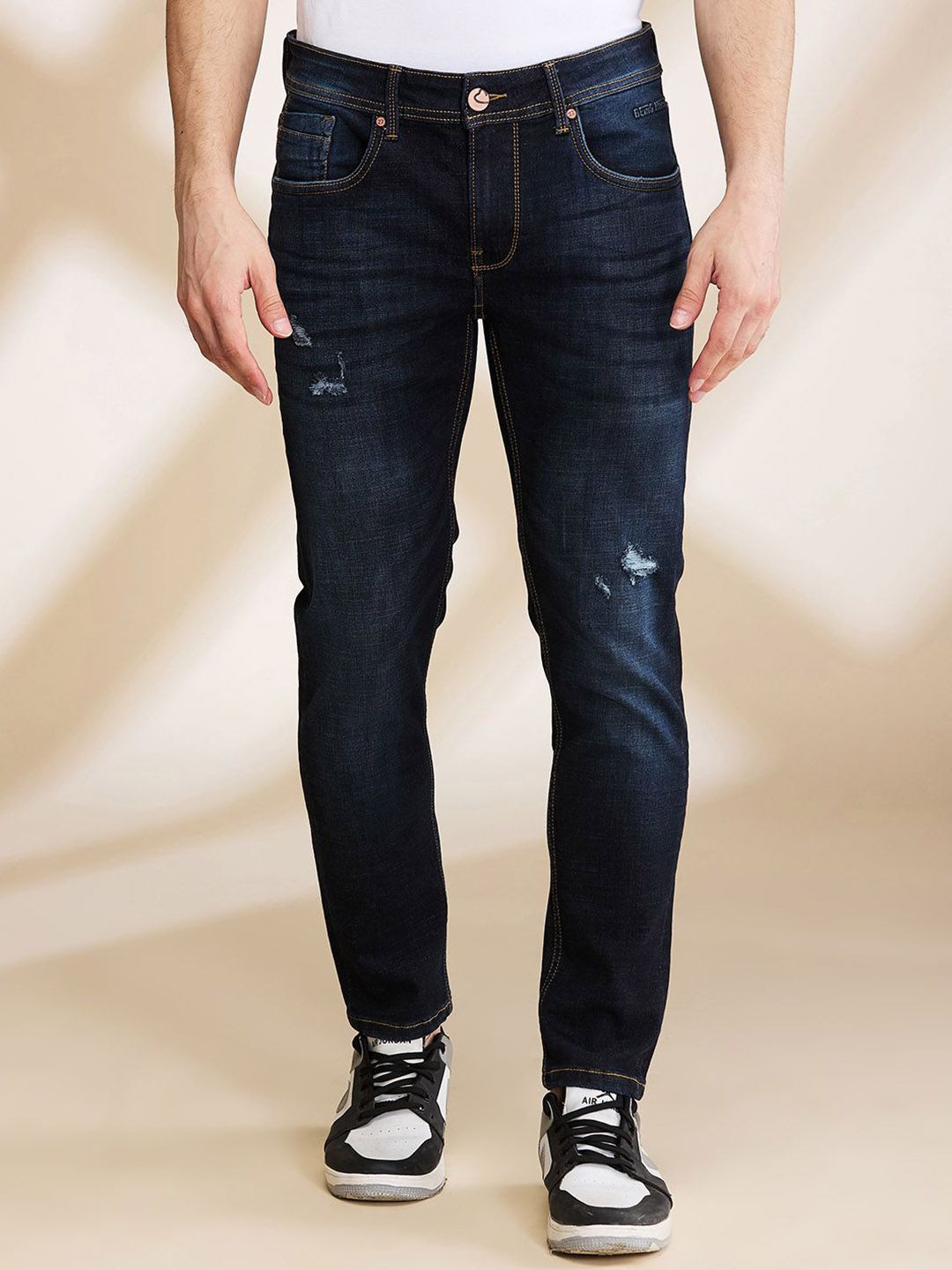 Being Human Men Low Distress Light Fade Jeans