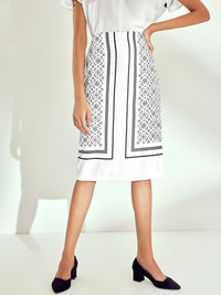 The Label Life Printed Pencil Midi Skirt