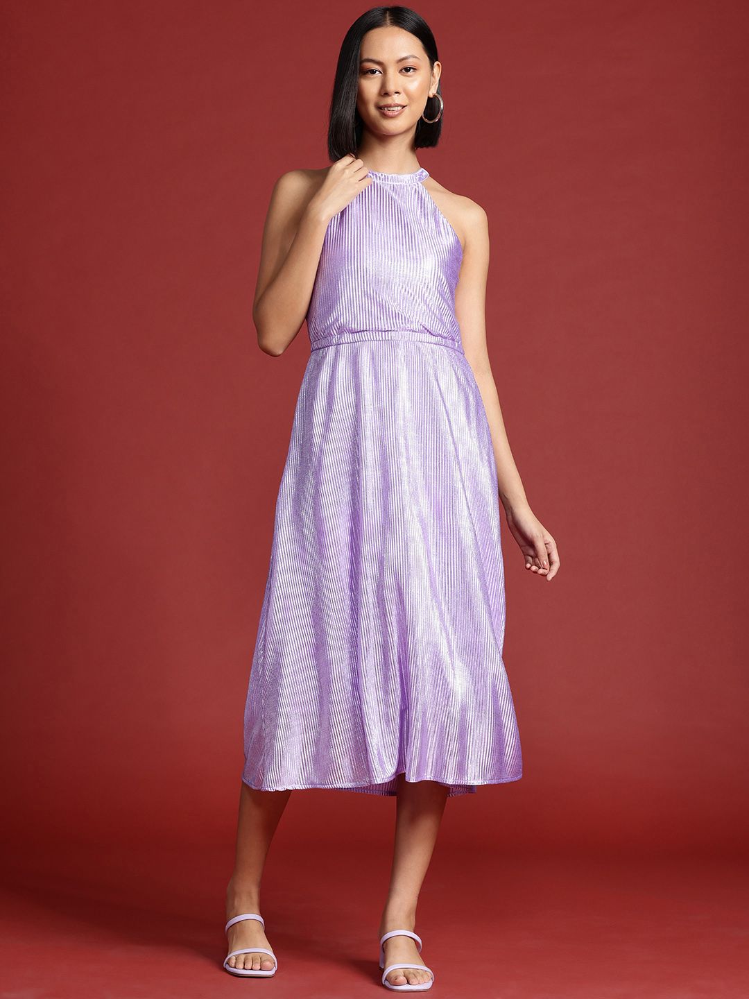 all about you Accordion Pleated A-Line Midi Dress