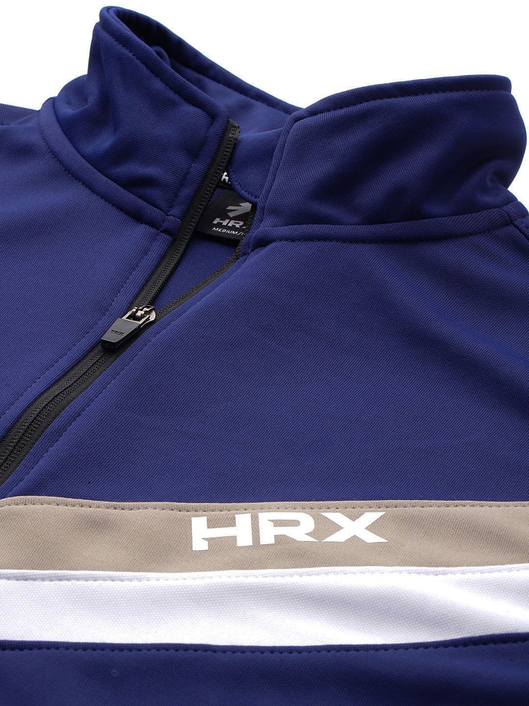 HRX by Hrithik Roshan Chevron Printed Rapid-Dry Running Zip-Up Tracksuit