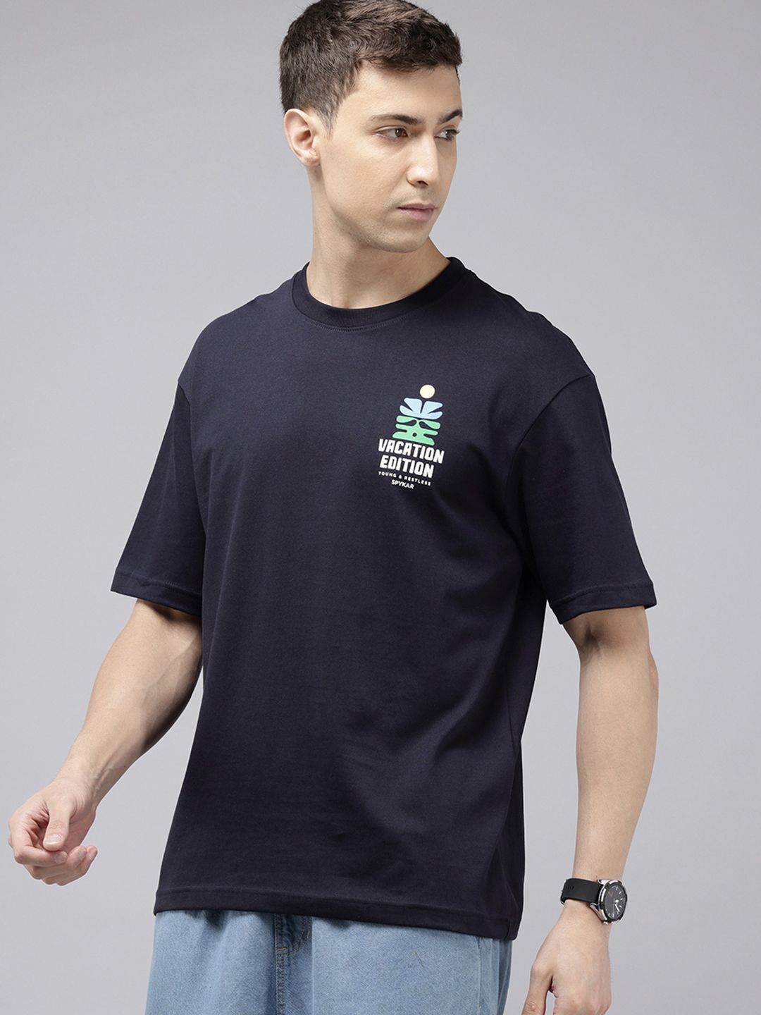 SPYKAR Oversized Fit Typography Printed T-shirt