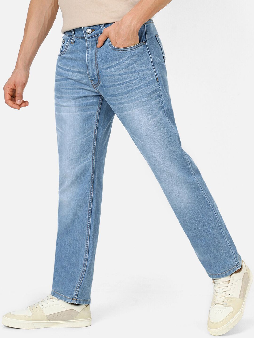 Urbano Fashion Men Heavy Fade Clean Look Washed Stretchable Whiskers Jeans
