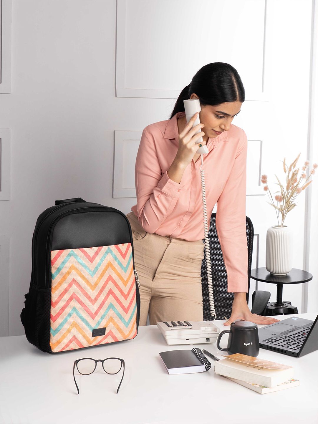 ZOUK Unisex Geometric Printed Water Resistance Backpack Up to 16 inch