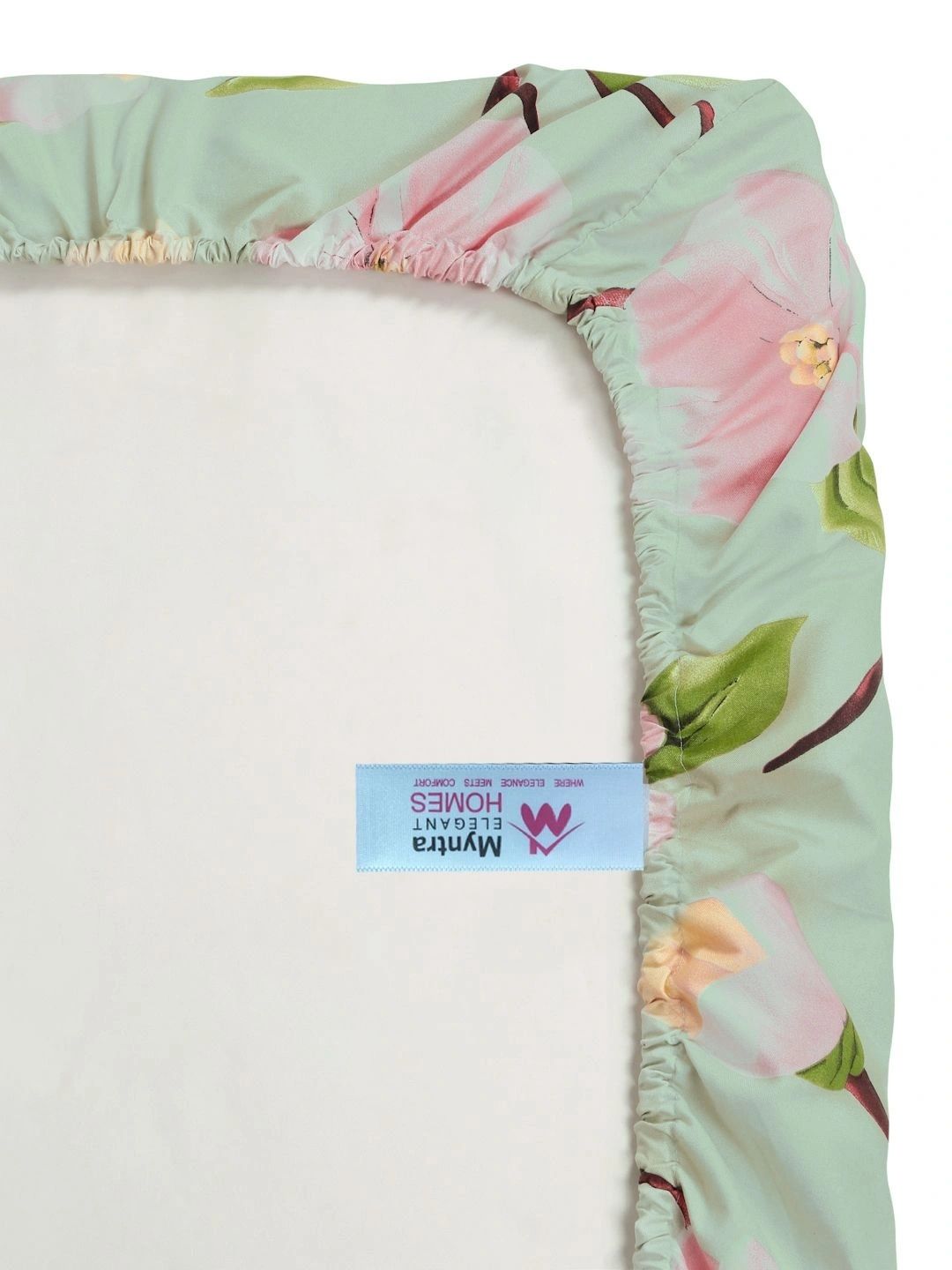 Myntra Elegant Homes Green Floral 400 TC King Bedsheet with 2 Pillow Covers