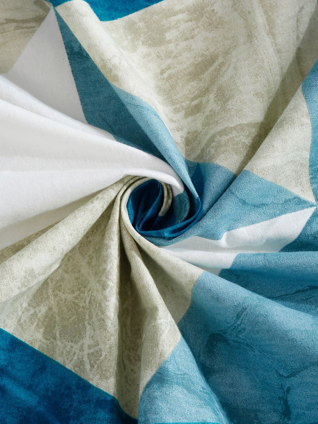 KLOTTHE Blue Printed Pure Cotton 400 TC Super King Double Bedsheet With 2 Pillow Covers