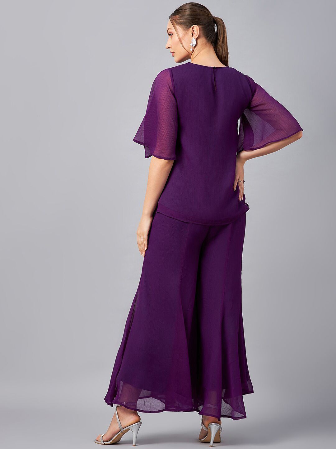 Antheaa Sequin Embroidered Top With Palazzo Co-Ords