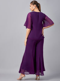 Antheaa Sequin Embroidered Top With Palazzo Co-Ords