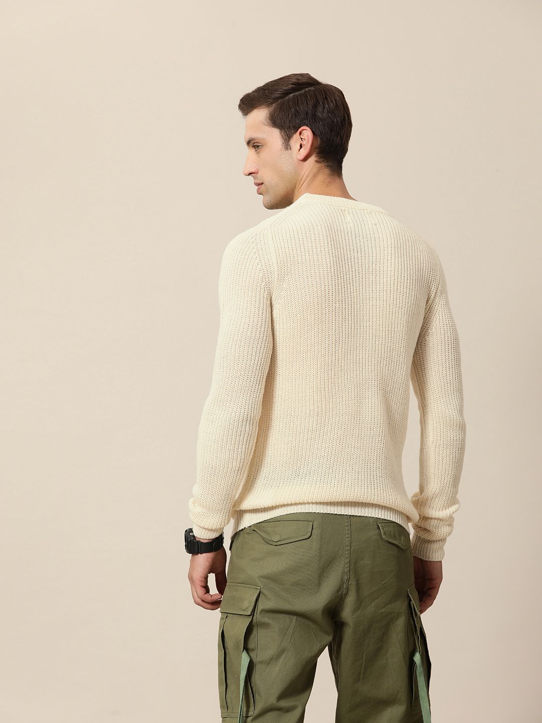 Mr Bowerbird Men Solid Ribbed Tailored Fit Pullover
