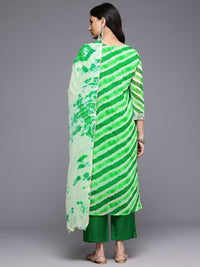 Varanga Leheriya Printed Sequinned Kurta With Trousers & Dupatta