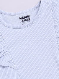 Happy Faces Girls Striped Ruffles Detail Pure Cotton Top