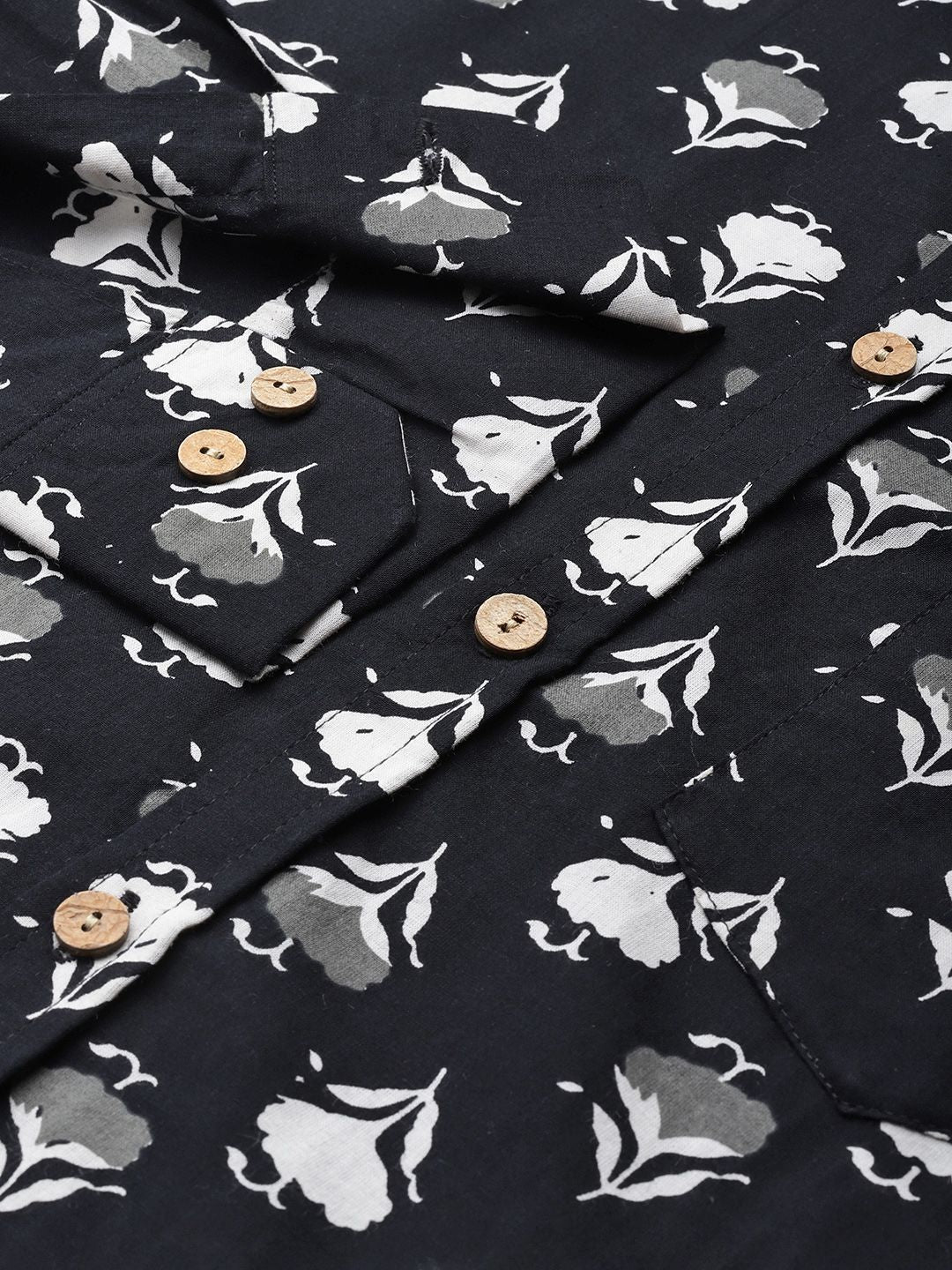 DENNISON Men Black Regular Fit Floral Printed Casual Shirt
