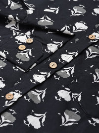 DENNISON Men Black Regular Fit Floral Printed Casual Shirt
