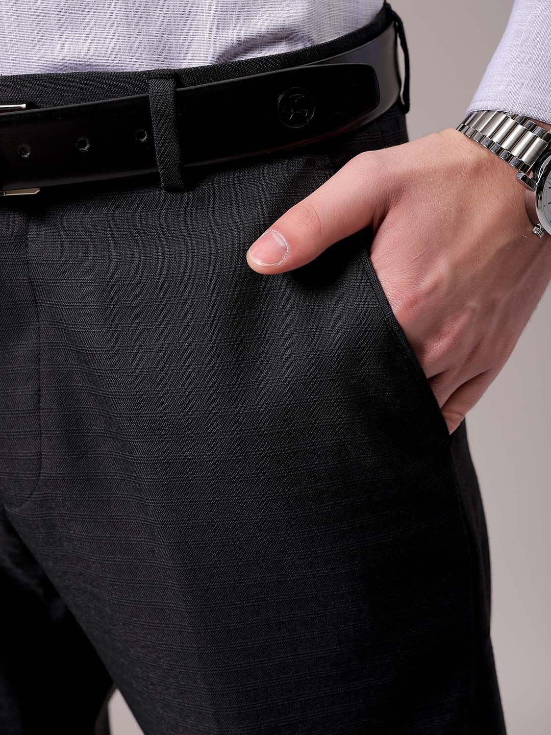 The Indian Garage Co. X Luxe Men Self-Checked Slim Fit Formal Trousers