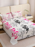 Story@home White Pink Floral 210 TC King Bedsheet with 2 Pillow Covers
