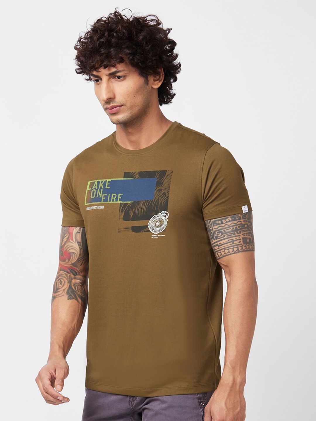 SPYKAR Graphic Printed Slim Fit T-shirt