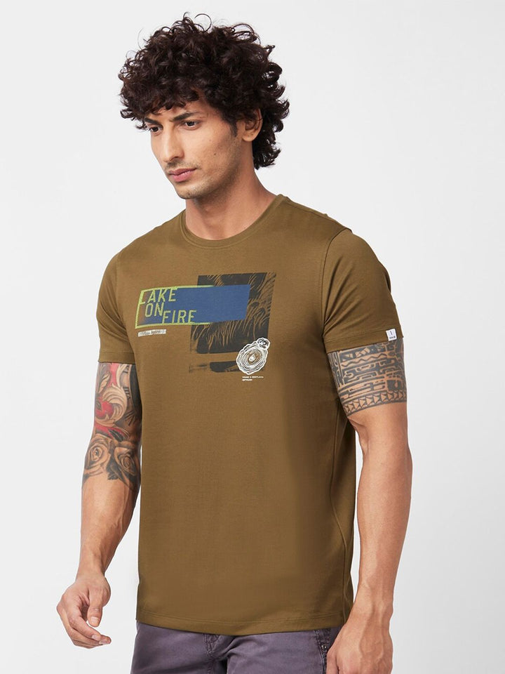 SPYKAR Graphic Printed Slim Fit T-shirt