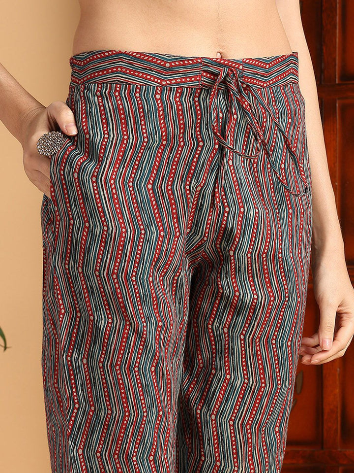 KALINI Ethnic Motifs Printed Mandarin Collar Kurta With Trousers & Dupatta