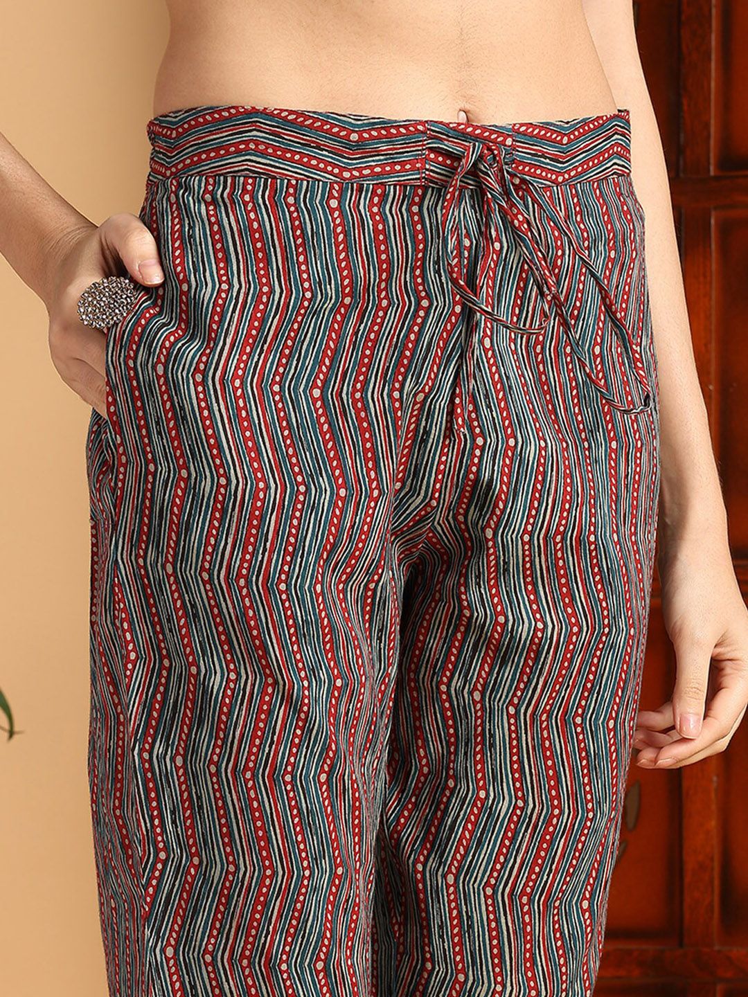 KALINI Ethnic Motifs Printed Mandarin Collar Kurta With Trousers & Dupatta