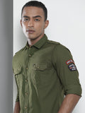 The Indian Garage Co Men Green Regular Fit Opaque Solid  Casual Shirt