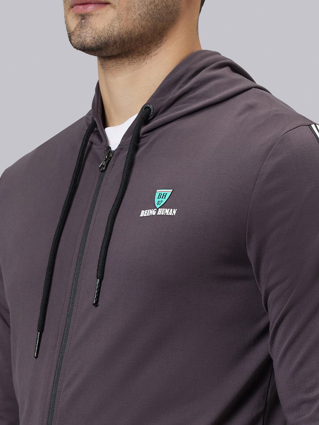 Being Human Hooded Long Sleeve Front-Open Sweatshirt