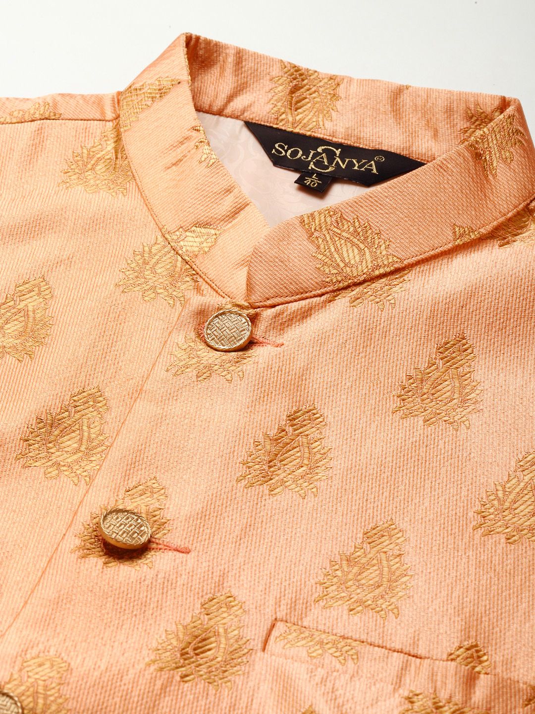 SOJANYA Men Gold-Toned Ethnic Motifs Kurta with Churidar